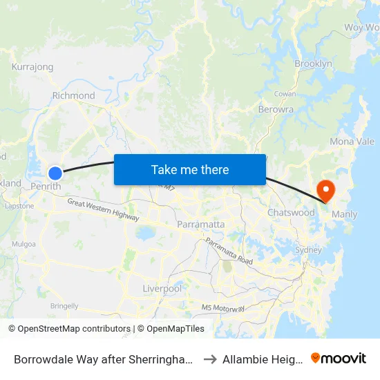 Borrowdale Way after Sherringham Rd to Allambie Heights map
