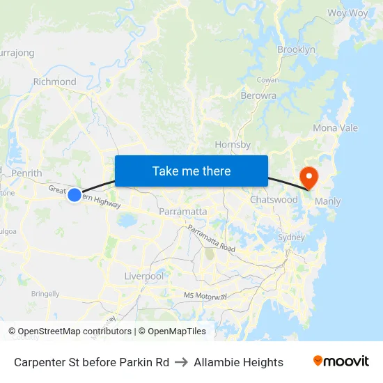 Carpenter St before Parkin Rd to Allambie Heights map