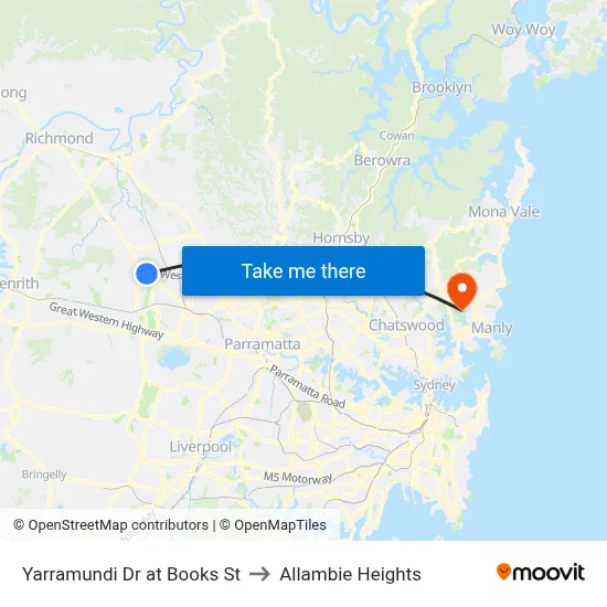 Yarramundi Dr at Books St to Allambie Heights map