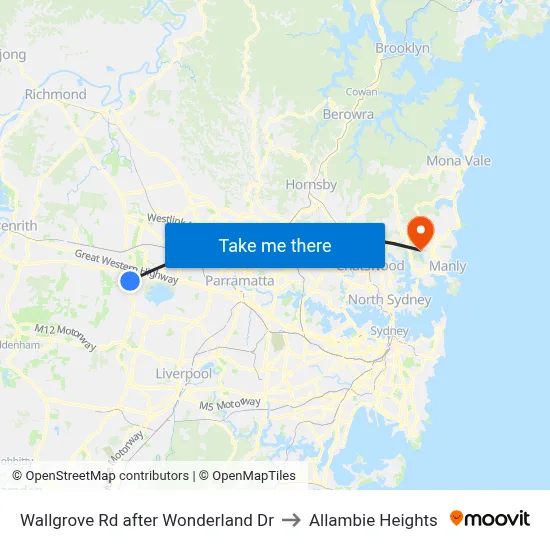 Wallgrove Rd after Wonderland Dr to Allambie Heights map