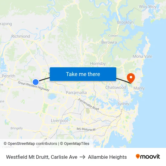 Westfield Mt Druitt, Carlisle Ave to Allambie Heights map