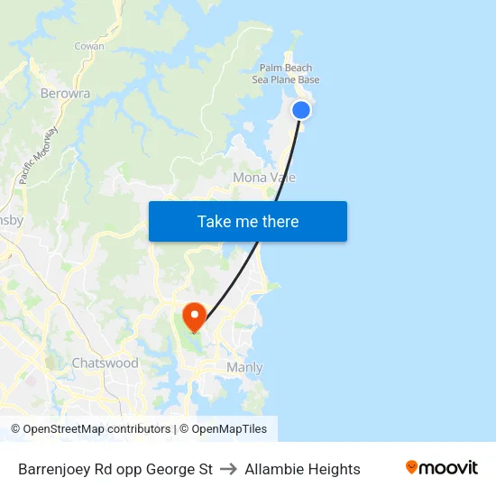 Barrenjoey Rd opp George St to Allambie Heights map