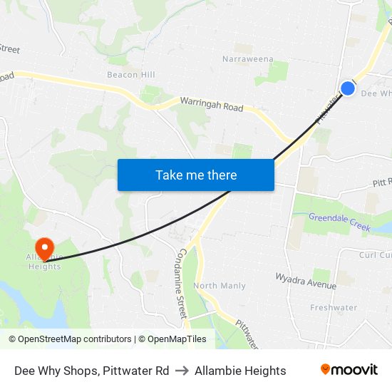 Dee Why Shops, Pittwater Rd to Allambie Heights map