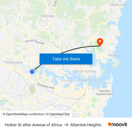 Holker St after Avenue of Africa to Allambie Heights map