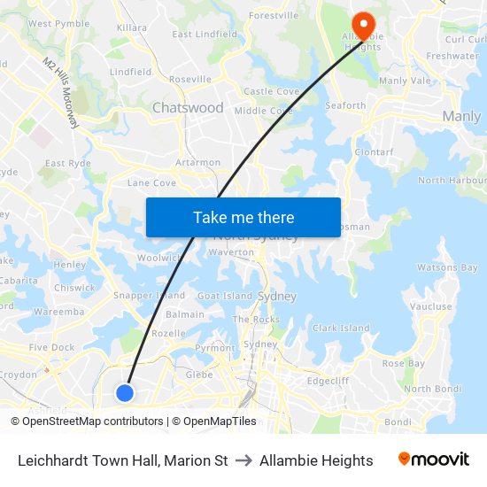 Leichhardt Town Hall, Marion St to Allambie Heights map