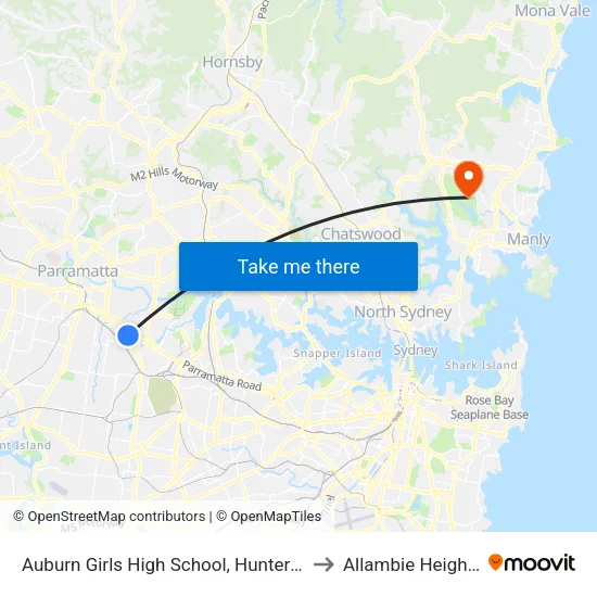 Auburn Girls High School, Hunter St to Allambie Heights map