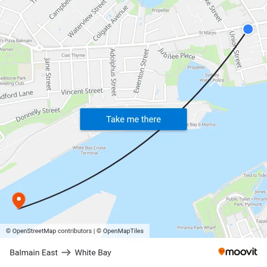 Balmain East to White Bay map
