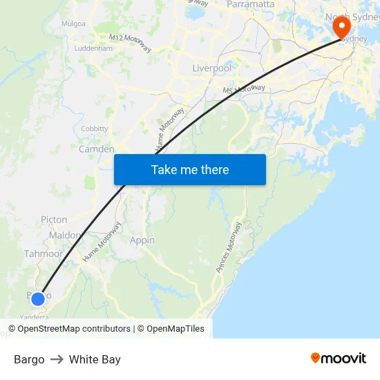 Bargo to White Bay map