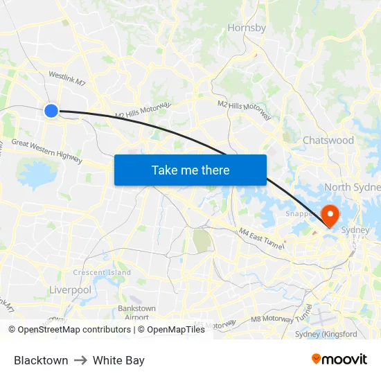 Blacktown to White Bay map