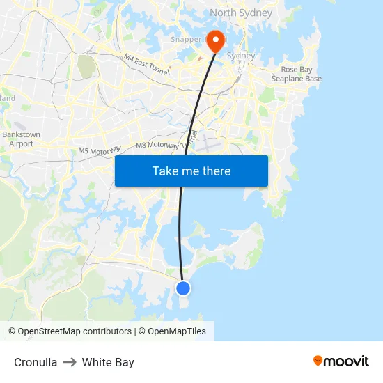 Cronulla to White Bay map