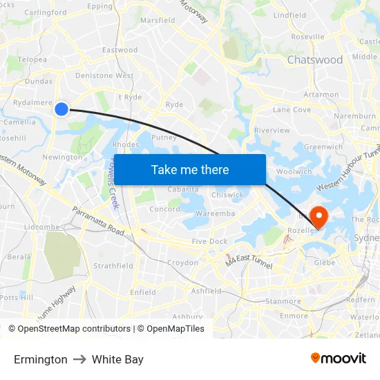 Ermington to White Bay map