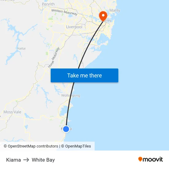 Kiama to White Bay map