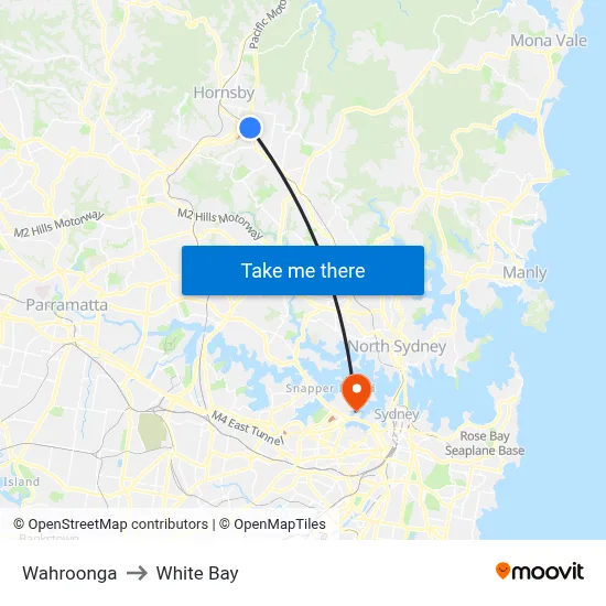 Wahroonga to White Bay map