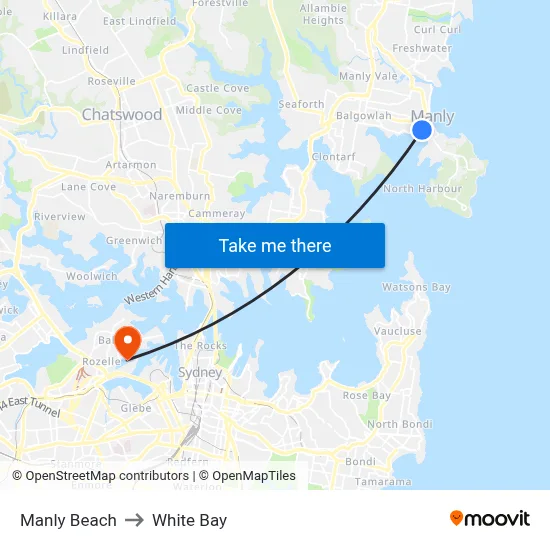 Manly Beach to White Bay map
