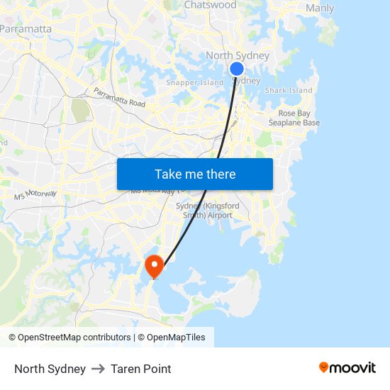 North Sydney to Taren Point map