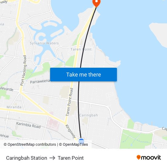 Caringbah Station to Taren Point map