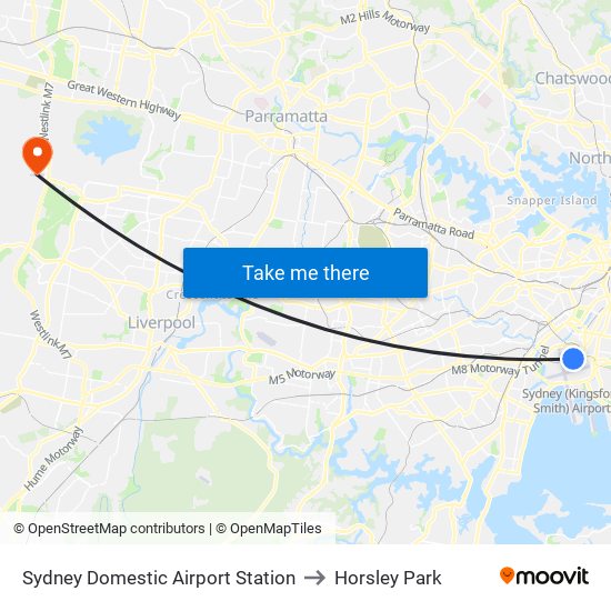 Sydney Domestic Airport Station to Horsley Park map