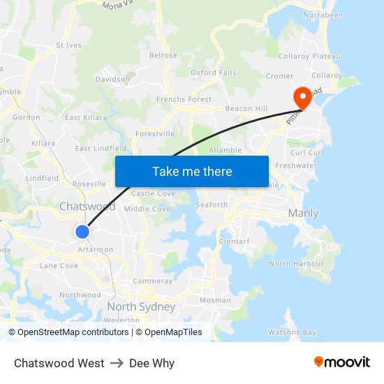 Chatswood West to Dee Why map