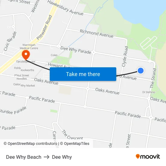 Dee Why Beach to Dee Why map