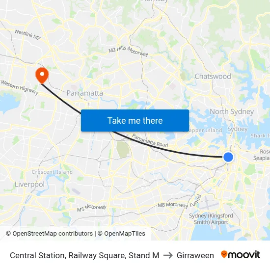 Central Station, Railway Square, Stand M to Girraween map