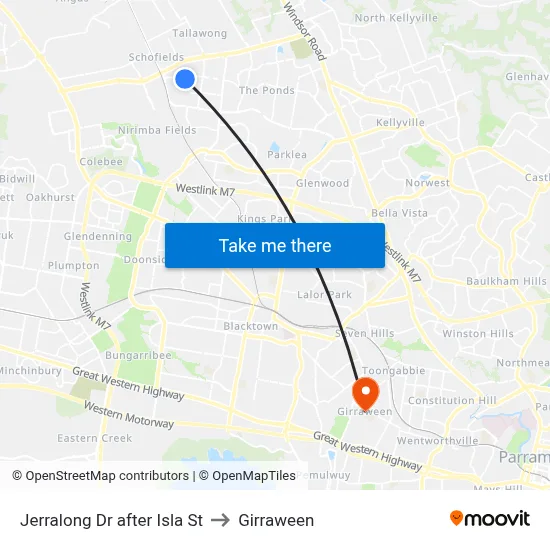 Jerralong Dr after Isla St to Girraween map