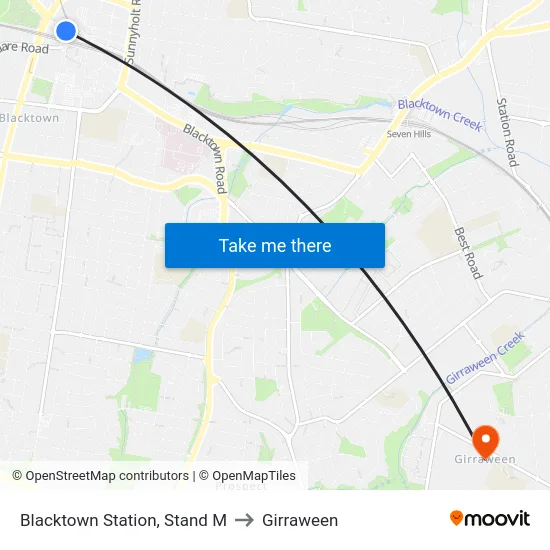 Blacktown Station, Stand M to Girraween map