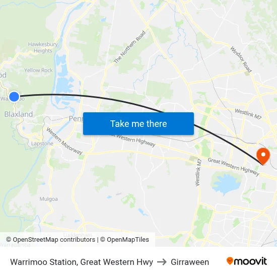 Warrimoo Station, Great Western Hwy to Girraween map