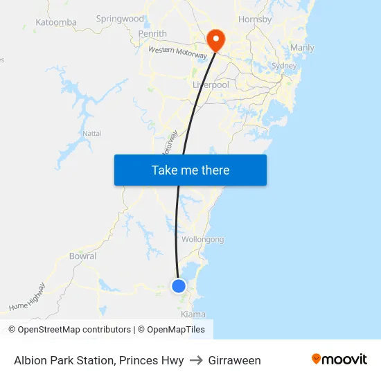 Albion Park Station, Princes Hwy to Girraween map