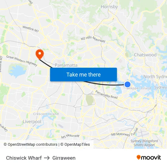 Chiswick Wharf to Girraween map