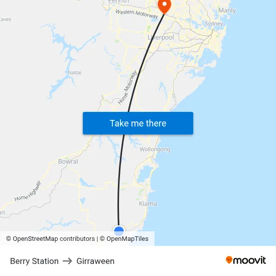 Berry Station to Girraween map