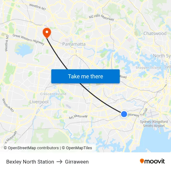Bexley North Station to Girraween map