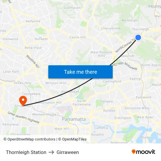 Thornleigh Station to Girraween map