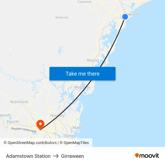 Adamstown Station to Girraween map