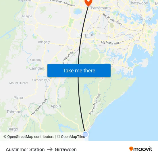 Austinmer Station to Girraween map