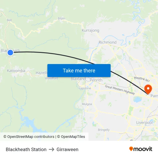 Blackheath Station to Girraween map