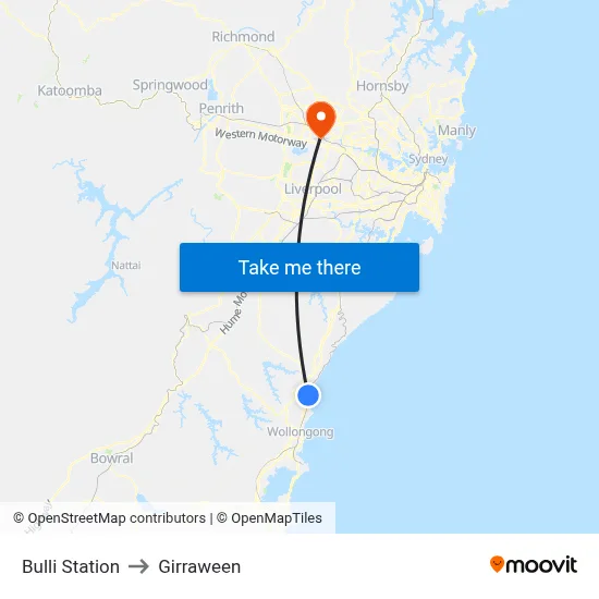 Bulli Station to Girraween map