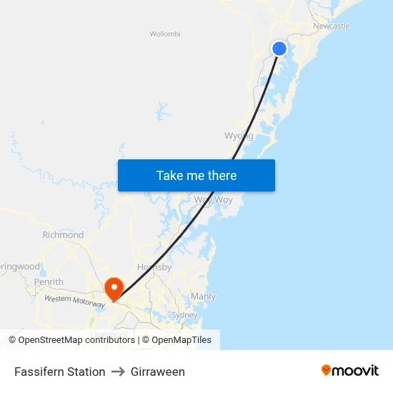 Fassifern Station to Girraween map
