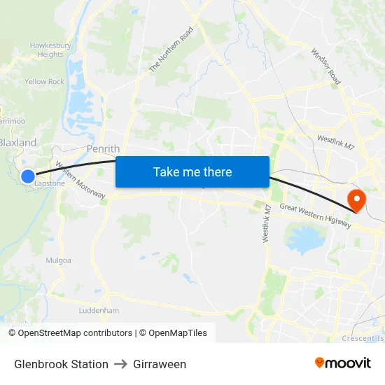 Glenbrook Station to Girraween map