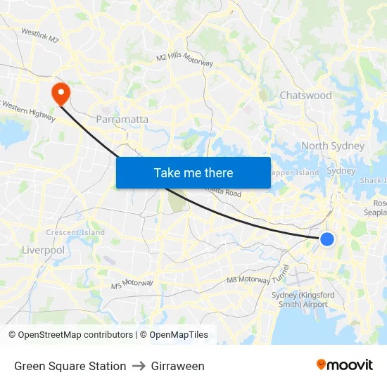 Green Square Station to Girraween map