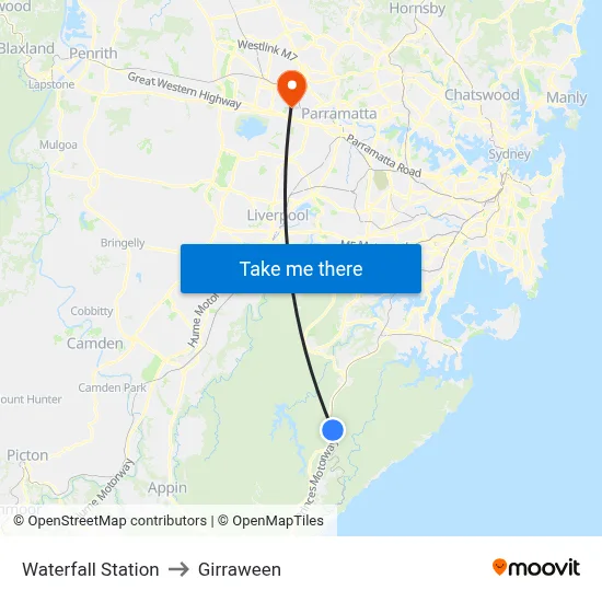 Waterfall Station to Girraween map