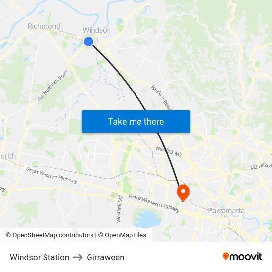 Windsor Station to Girraween map