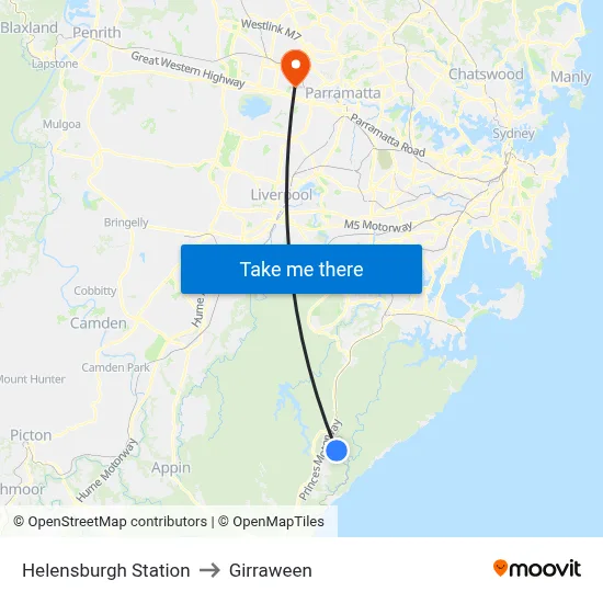 Helensburgh Station to Girraween map