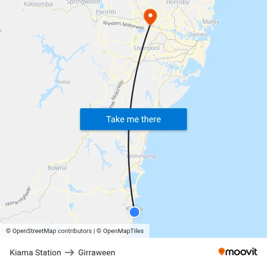 Kiama Station to Girraween map