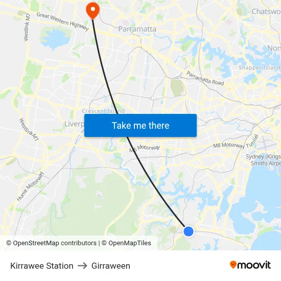 Kirrawee Station to Girraween map