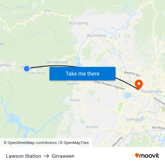 Lawson Station to Girraween map