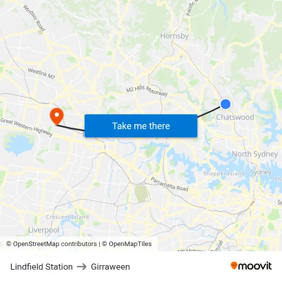 Lindfield Station to Girraween map