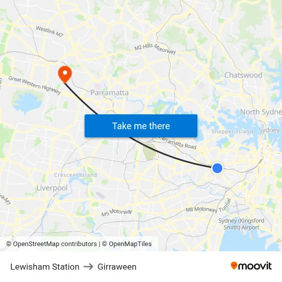 Lewisham Station to Girraween map