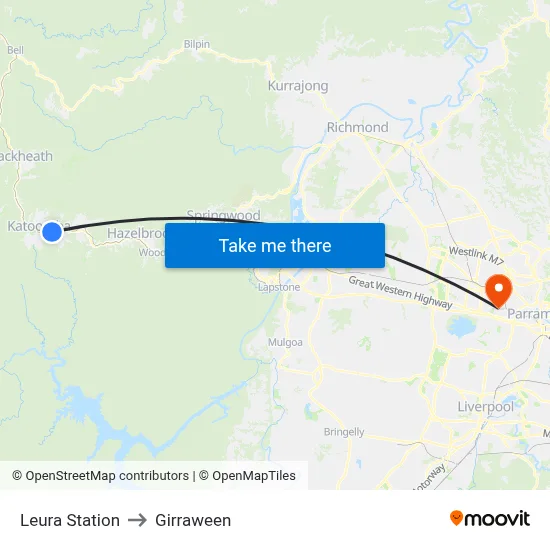 Leura Station to Girraween map