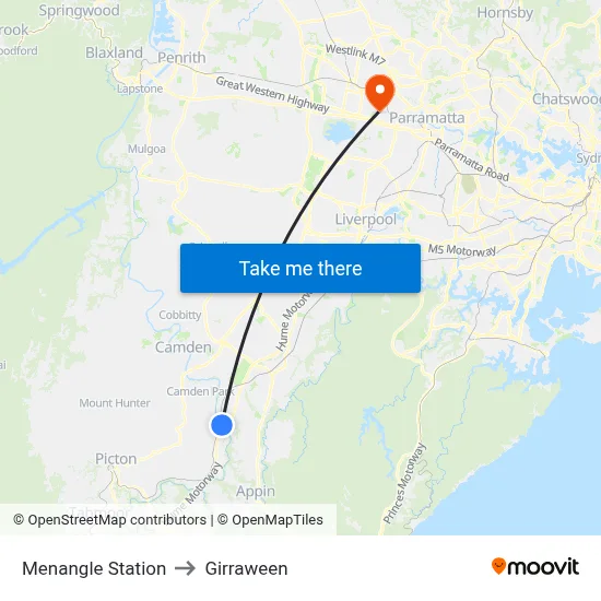 Menangle Station to Girraween map