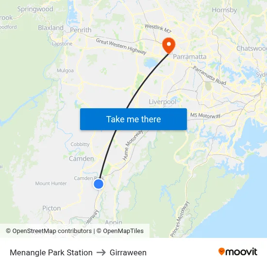 Menangle Park Station to Girraween map